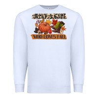 White just a girl who loves fall Premium Sweatshirt - CowGirlArtShop