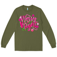 Army Green merry and bright Long Sleeve Tee - MaliasSmallBusiness