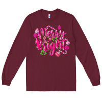 Burgundy merry and bright Long Sleeve Tee - MaliasSmallBusiness