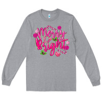 Heather Grey merry and bright Long Sleeve Tee - MaliasSmallBusiness
