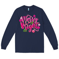 Navy merry and bright Long Sleeve Tee - MaliasSmallBusiness