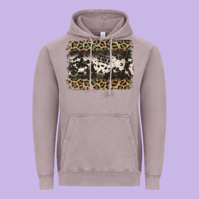 Leopard Cowhide Pattern Background Vintage Hoodie Designed By Jasminsmagicworld