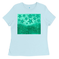 Baby Blue green glitter star Ladies Tee - JahusDesignShop