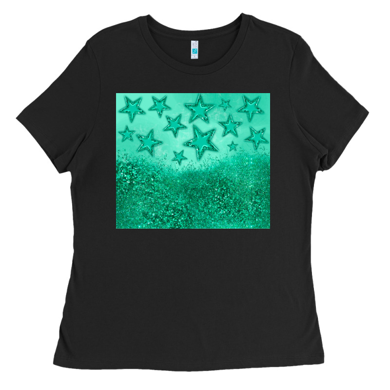 Green Glitter Star Ladies Tee by JahusDesignShop | Teevron