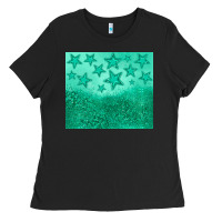 Black green glitter star Ladies Tee - JahusDesignShop