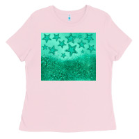 Bubblegum Pink green glitter star Ladies Tee - JahusDesignShop