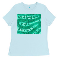 Baby Blue green glitter heart Ladies Tee - JahusDesignShop