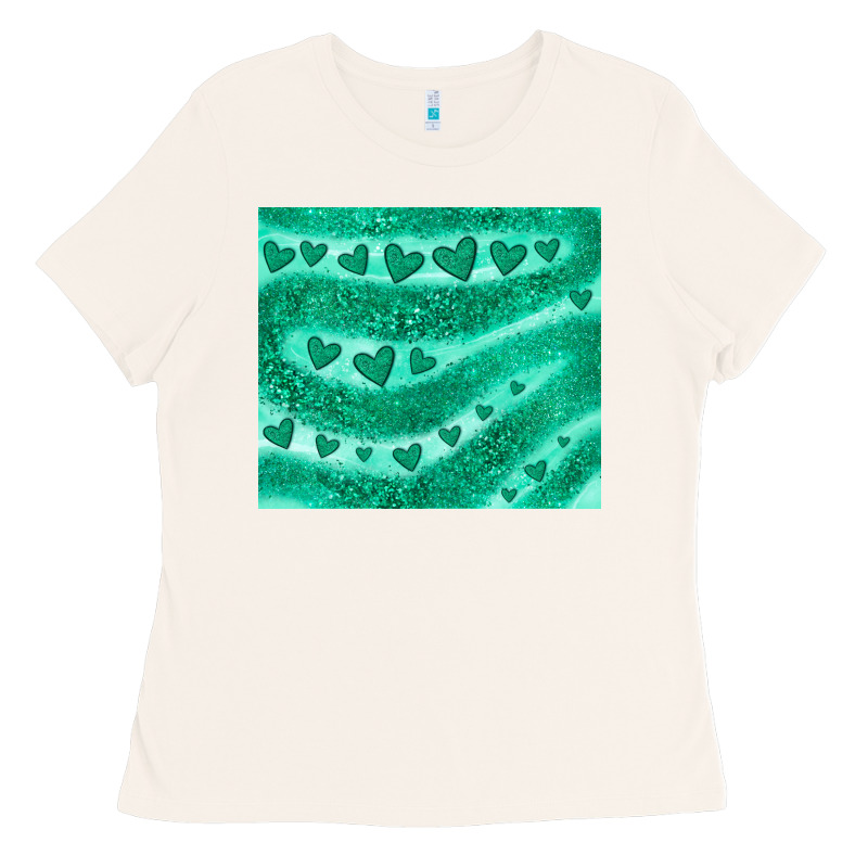 Green Glitter Heart Ladies Tee by JahusDesignShop | Teevron