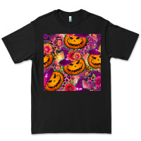 Black halloween witchy pumpkin seamless pattern Premium Tee - BundleAndBundleShop