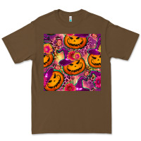 Cacao halloween witchy pumpkin seamless pattern Premium Tee - BundleAndBundleShop