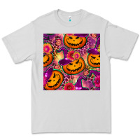 Dove Grey halloween witchy pumpkin seamless pattern Premium Tee - BundleAndBundleShop