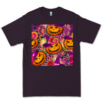 Plum halloween witchy pumpkin seamless pattern Premium Tee - BundleAndBundleShop