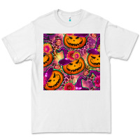 White halloween witchy pumpkin seamless pattern Premium Tee - BundleAndBundleShop