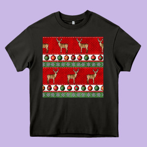 Christmas Deer And Ornaments Seamless Pattern Heavy Core Tee Designed By Bundleandbundleshop