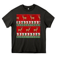 Asphalt christmas deer and ornaments seamless pattern Heavy Core Tee - BundleAndBundleShop