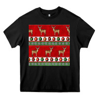 Black christmas deer and ornaments seamless pattern Heavy Core Tee - BundleAndBundleShop