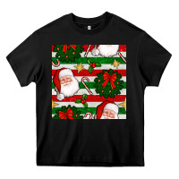 Black christmas  santa clause and ornaments seamless  pattern Heavy Core Tee - BundleAndBundleShop