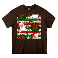 Chocolate Brown christmas  santa clause and ornaments seamless  pattern Heavy Core Tee - BundleAndBundleShop