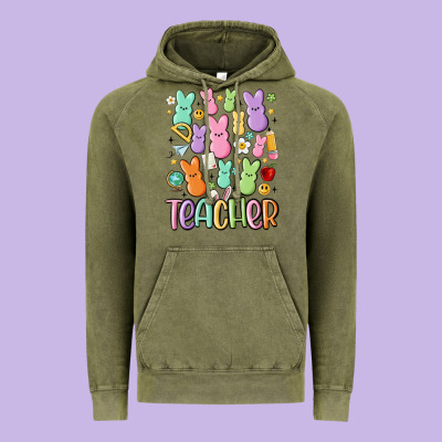 Teacher Bunny's Vintage Hoodie Designed By Maliassmallbusiness