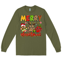 Army Green merry christmas paws Long Sleeve Tee - MaliasSmallBusiness