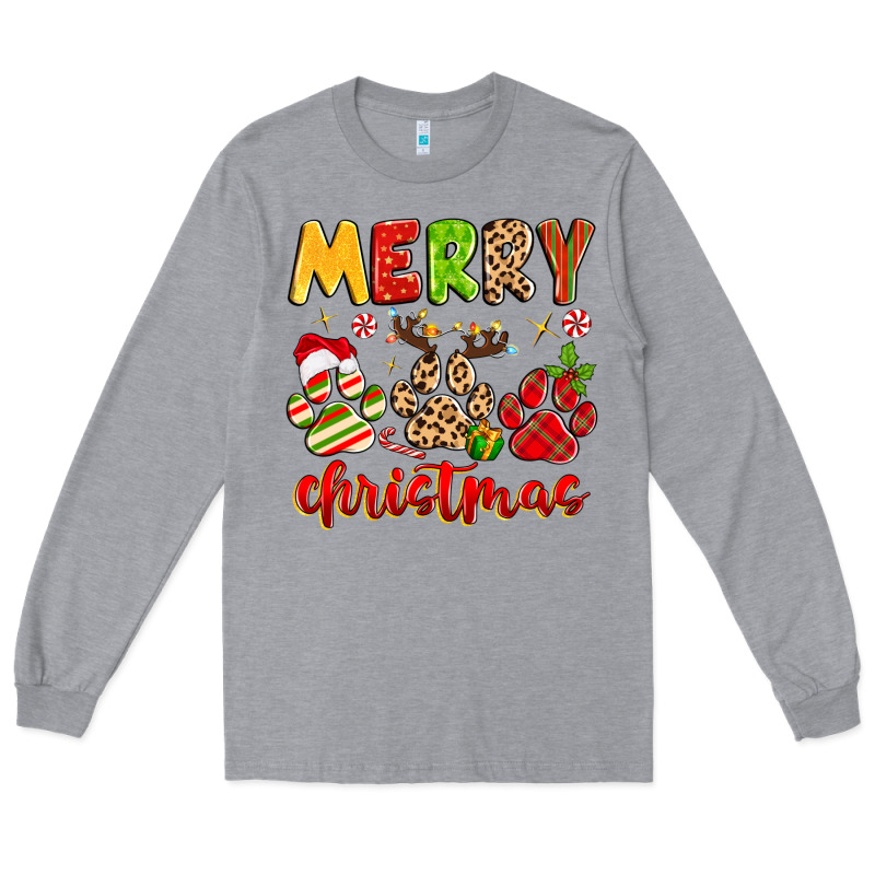 Merry Christmas Paws Long Sleeve Tee by MaliasSmallBusiness | Teevron