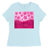 Baby Blue pink glitter star Ladies Tee - JahusDesignShop