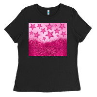Black pink glitter star Ladies Tee - JahusDesignShop