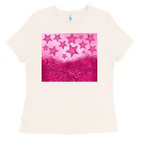 Bone pink glitter star Ladies Tee - JahusDesignShop