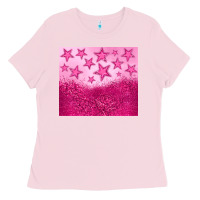 Bubblegum Pink pink glitter star Ladies Tee - JahusDesignShop