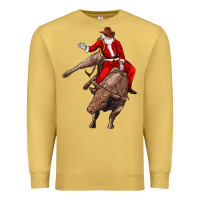 Antique Gold santa riding a bull Premium Sweatshirt - CowGirlArtShop