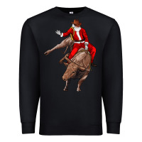 Black santa riding a bull Premium Sweatshirt - CowGirlArtShop