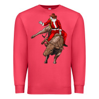 Cardinal santa riding a bull Premium Sweatshirt - CowGirlArtShop