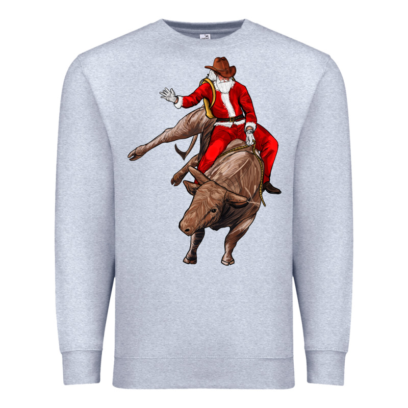 Santa Riding A Bull Premium Sweatshirt by CowGirlArtShop | Teevron