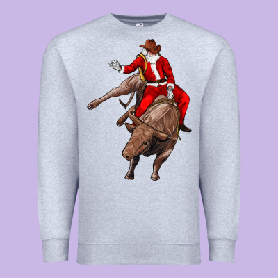 Santa Riding A Bull Premium Sweatshirt Designed By Cowgirlartshop