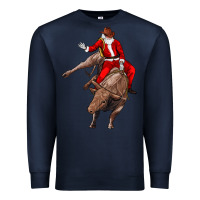 Navy santa riding a bull Premium Sweatshirt - CowGirlArtShop