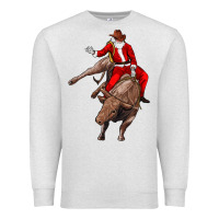 Oatmeal Heather santa riding a bull Premium Sweatshirt - CowGirlArtShop