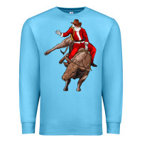 Ocean Blue santa riding a bull Premium Sweatshirt - CowGirlArtShop