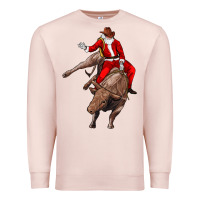 Pale Pink santa riding a bull Premium Sweatshirt - CowGirlArtShop