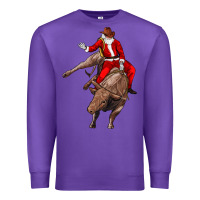 Purple santa riding a bull Premium Sweatshirt - CowGirlArtShop
