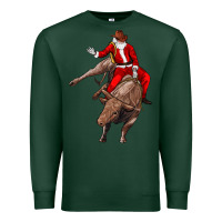 Sports Green santa riding a bull Premium Sweatshirt - CowGirlArtShop