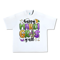 White happy mardi gras y'all Urban Heavy Tee - MaliasSmallBusiness