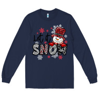 Navy let it snow sowman snowflake Long Sleeve Tee - MaliasSmallBusiness