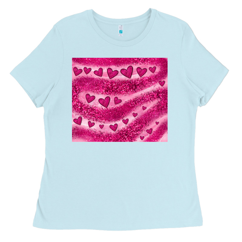 Pink Glitter Heart Ladies Tee by JahusDesignShop | Teevron