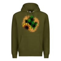 Army Green sunflower christmas patch Premium Hoodie - JahusDesignShop