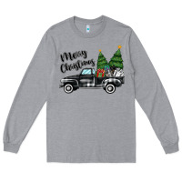 Heather Grey merry christmas truck Long Sleeve Tee - MaliasSmallBusiness