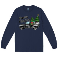 Navy merry christmas truck Long Sleeve Tee - MaliasSmallBusiness