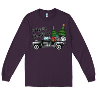 Plum merry christmas truck Long Sleeve Tee - MaliasSmallBusiness