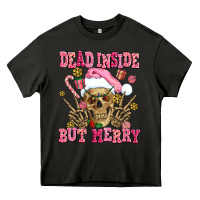 Asphalt dead inside but merry  pink christmas skeleton Heavy Core Tee - AdoDesignShop