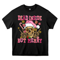 Black dead inside but merry  pink christmas skeleton Heavy Core Tee - AdoDesignShop