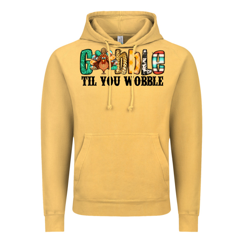 Gobble Til You Wobble Thanksgiving Turkey Vintage Hoodie by Jasminsmagicworld | Teevron